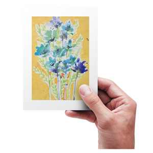 Blue Flower Bouquet watercolor card