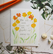 Load image into Gallery viewer, You Will Never Leave Us watercolor scripture card