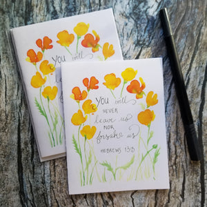 You Will Never Leave Us watercolor scripture card