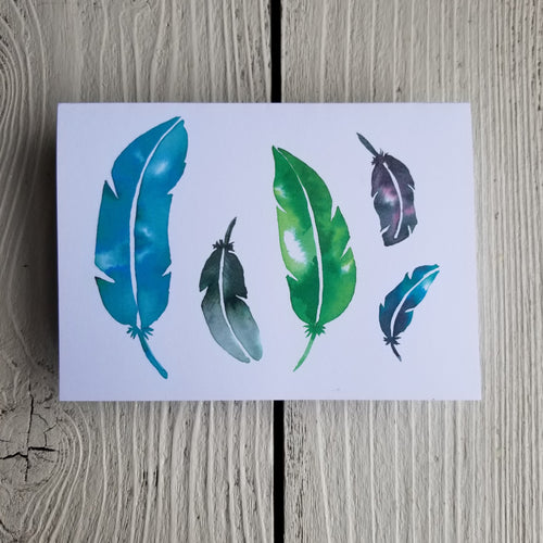 Five Feathers watercolor card