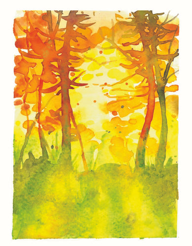 Sun-kissed Trees watercolor card