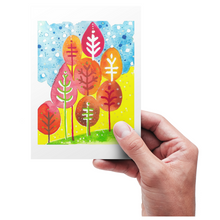 Load image into Gallery viewer, Cozy Autumn Woods watercolor card
