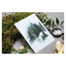 Load image into Gallery viewer, Snowy Winter Woods watercolor card