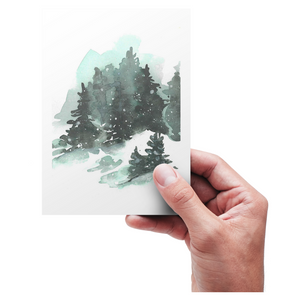 Snowy Winter Woods watercolor card