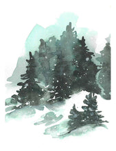 Load image into Gallery viewer, Snowy Winter Woods watercolor card